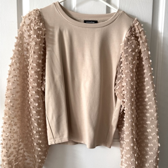 Mittoshop Unique Top, S, Round Neck, Slipover, Sheer Sleeves NWOT - Picture 1 of 7